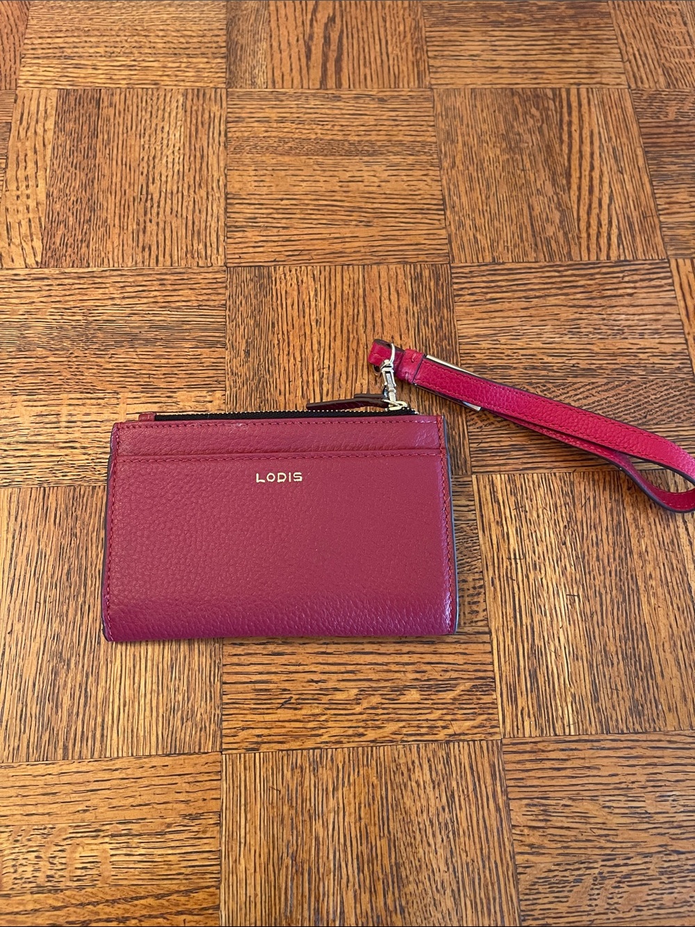Lodis red  Leather Wristlet Clutch with Detachable Strap - Picture 4 of 6